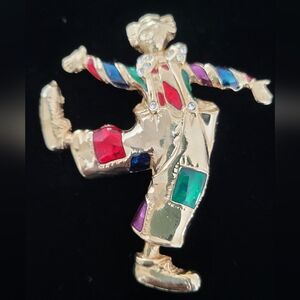 Vintage Colorful Clown Brooch